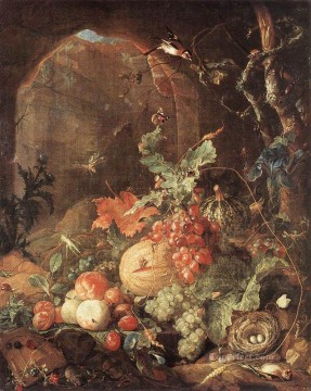 barroco Painting - Naturaleza muerta con nido de pájaro barroco holandés Jan Davidsz de Heem